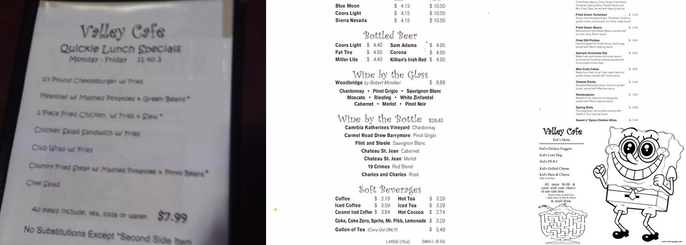 Valley Cafe Menu