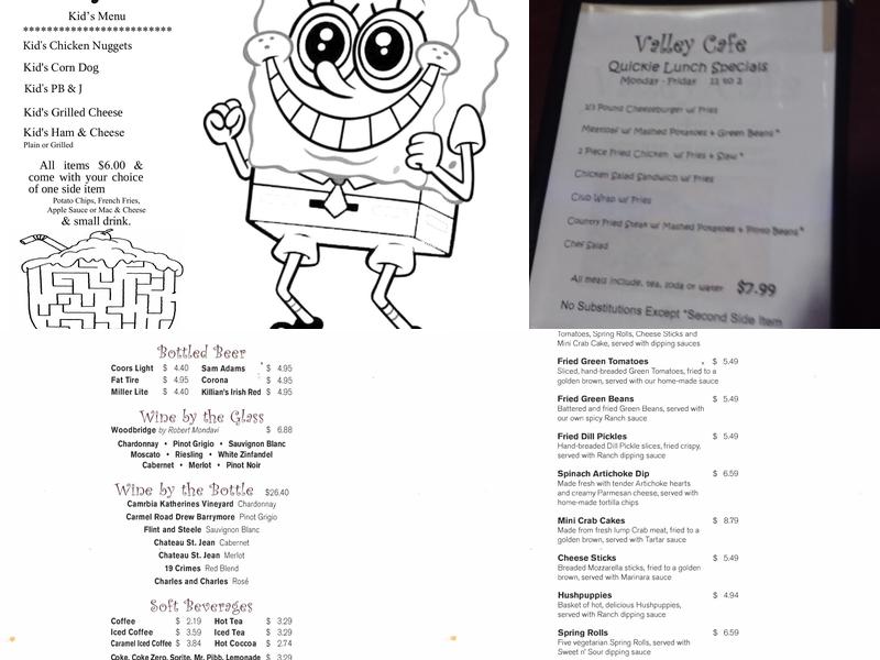 Valley Cafe Menu