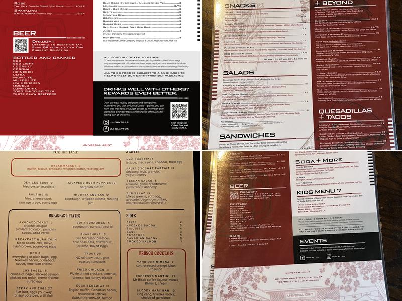Universal Joint Menu