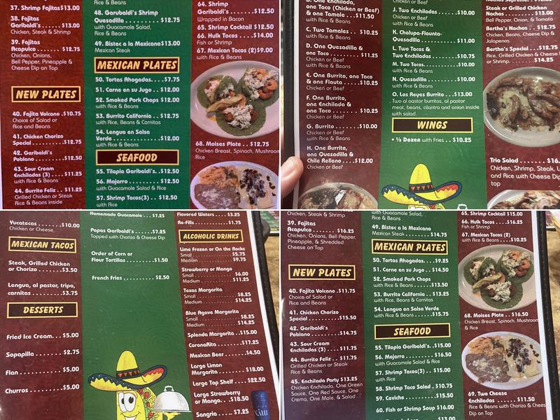 Taqueria Garibaldi's Menu