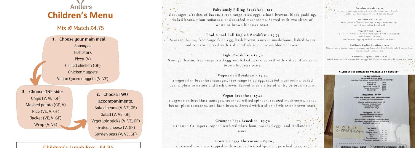 Antlers Bistro at Manor Farm Park & Woodlands Menu