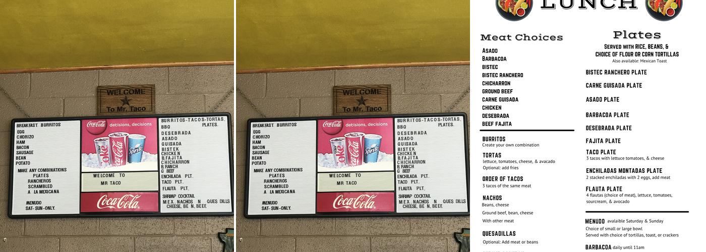 Mr Taco Menu