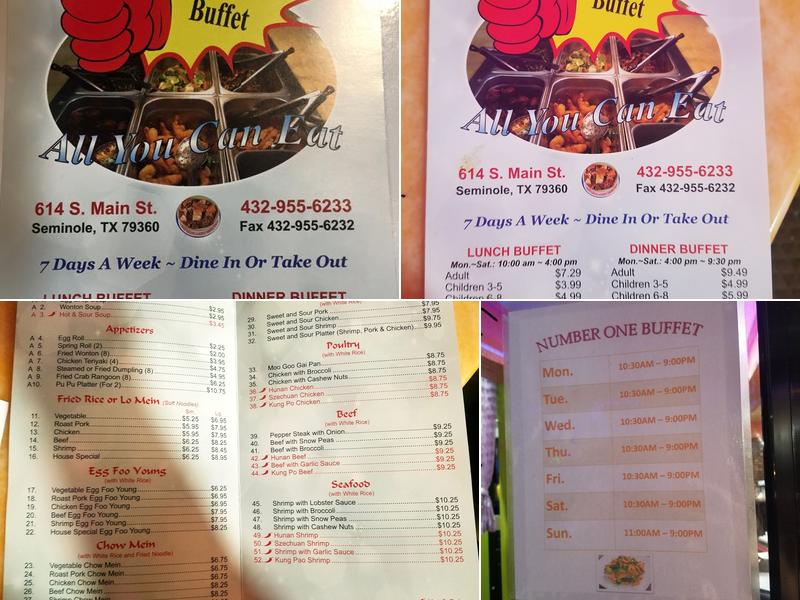 NUMBER ONE BUFFET Menu