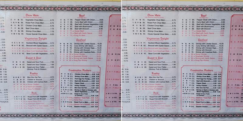Empire Buffet Menu