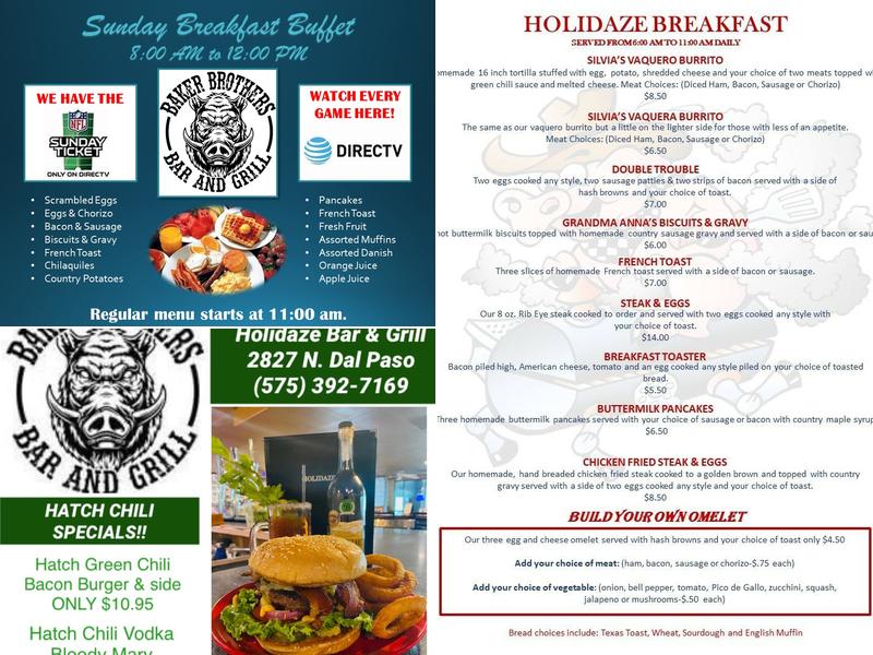 Baker Brothers Bar & Grill Menu