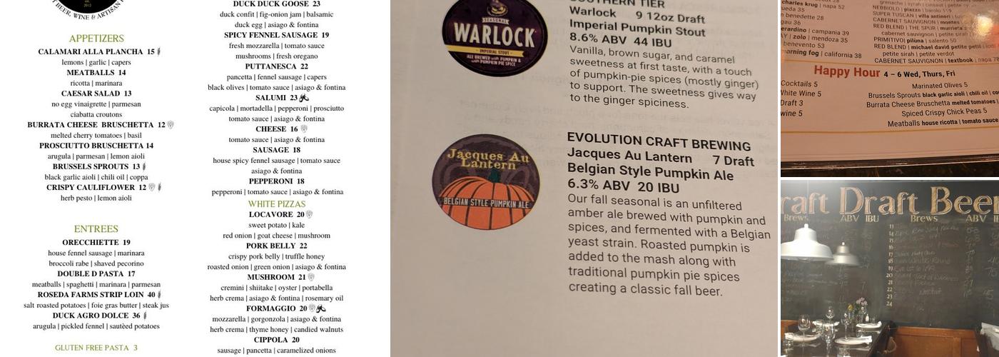 Birroteca Baltimore Menu