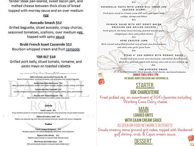 The Barrel Room Kitchen + Bar Menu