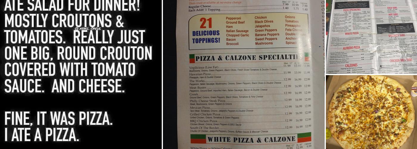 Venus Pizza Menu