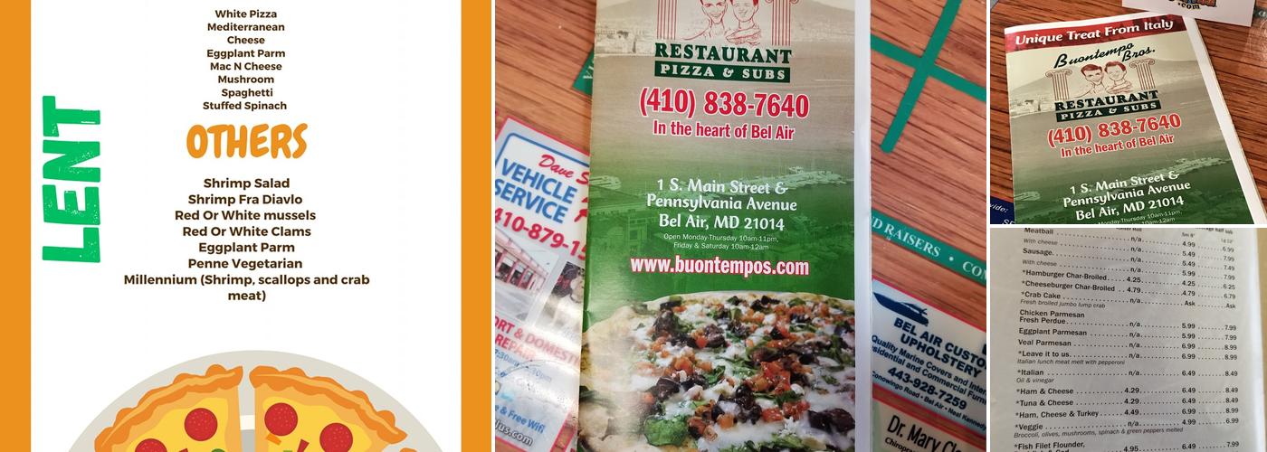 Buontempo Brothers Pizza Menu