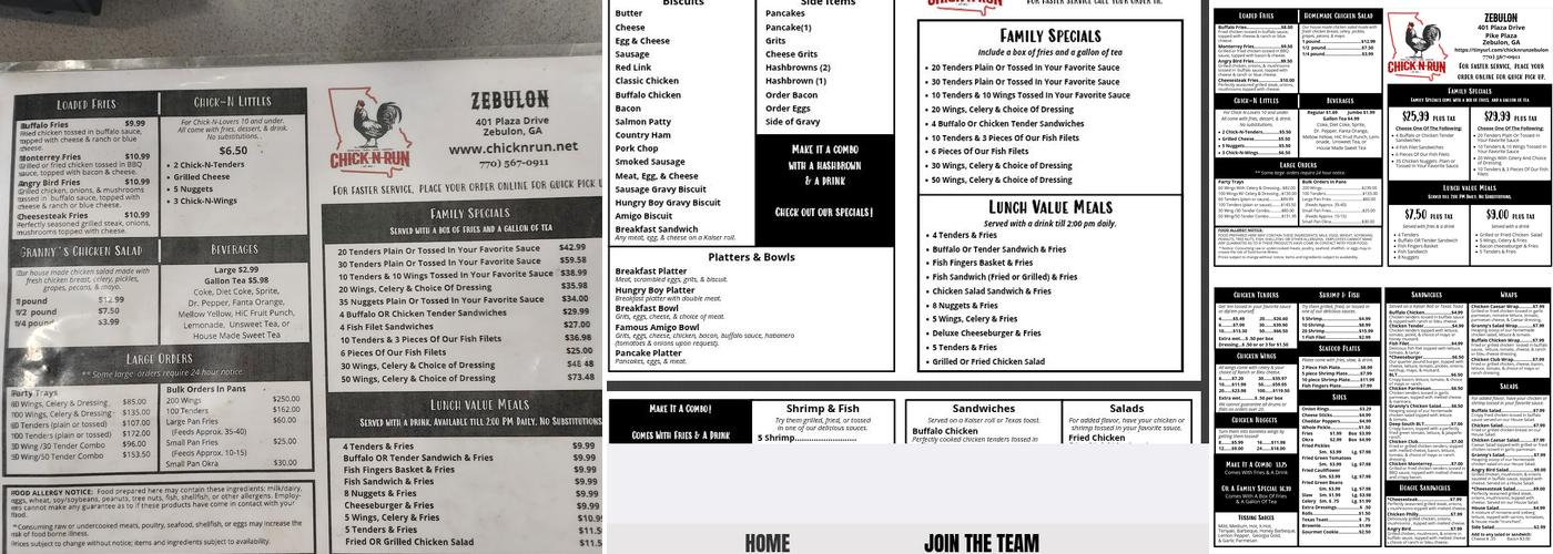 Chick-N-Run Menu