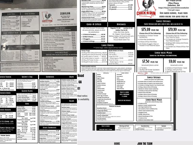 Chick-N-Run Menu