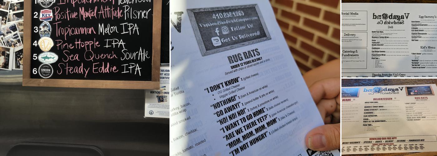 Vagabond Sandwich Company Menu