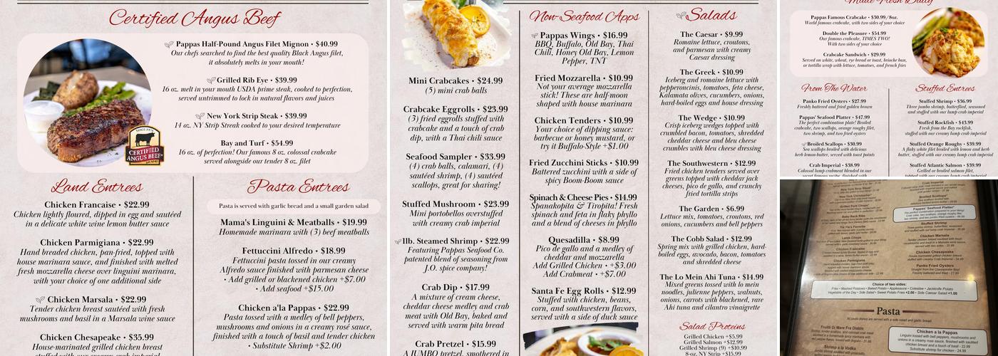 Pappas Restaurant and Sports Bar Menu