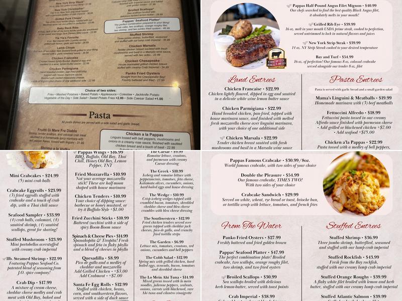Pappas Restaurant and Sports Bar Menu