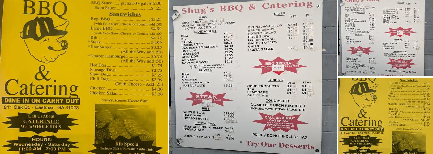 Shug's BBQ & Catering Menu