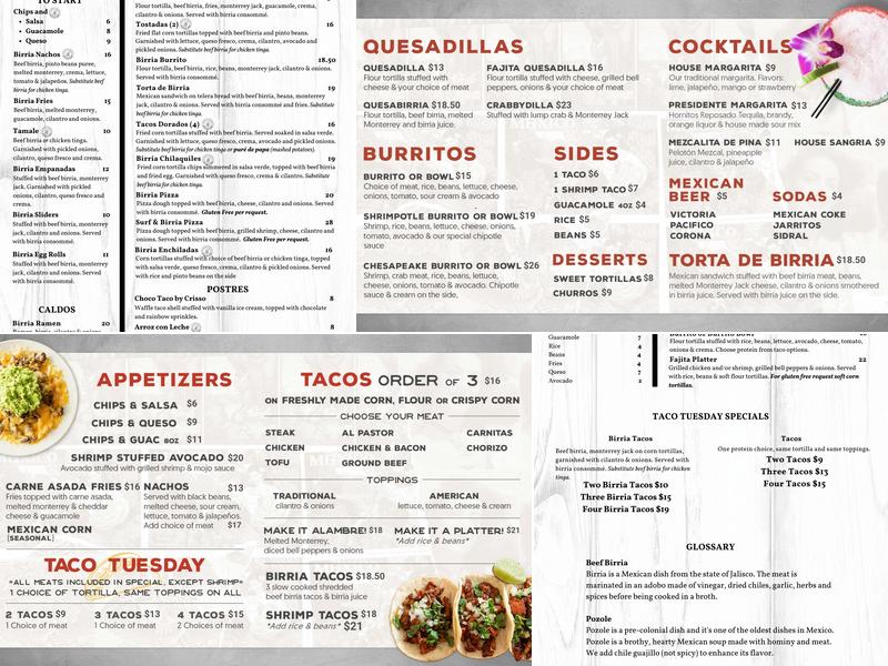 Taco Love Grill Inc Menu