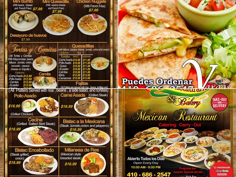 Vargas Restaurant & Bakery Menu