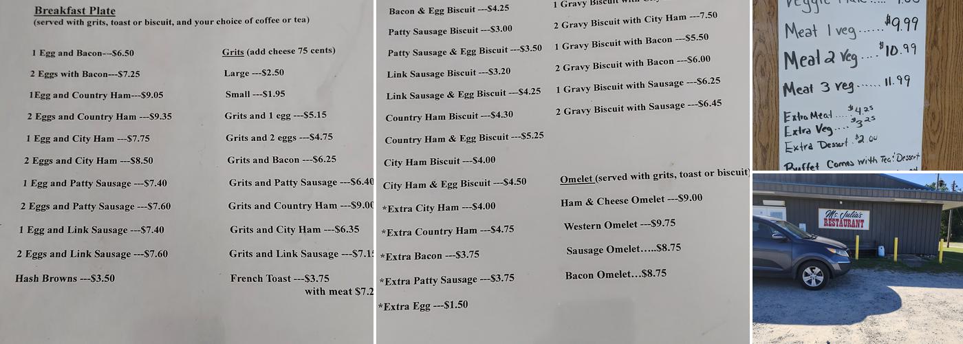 Ms Julia's Menu