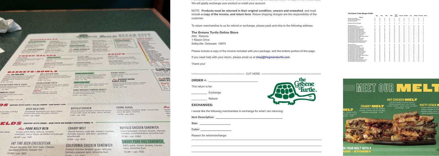 The Greene Turtle Sports Bar & Grille Menu