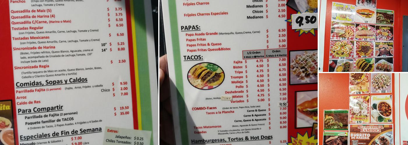 Taqueria Ramirez Menu
