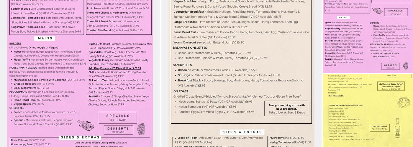 The Crew Yard Cafe and Bistro Menu