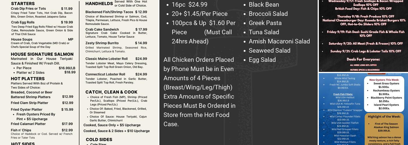 Lighthouse Seafood Menu