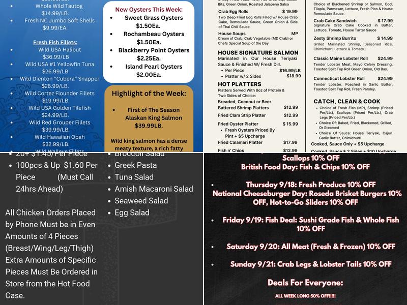 Lighthouse Seafood Menu