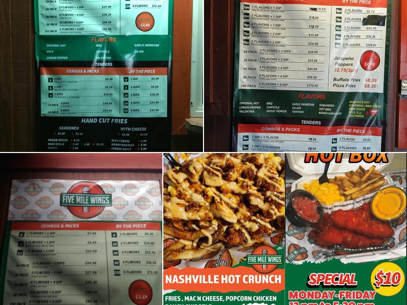 FIVE MILE WINGS, ALTON Menu