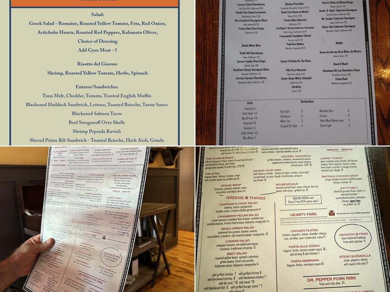 Chapman's Food and Spirits Menu
