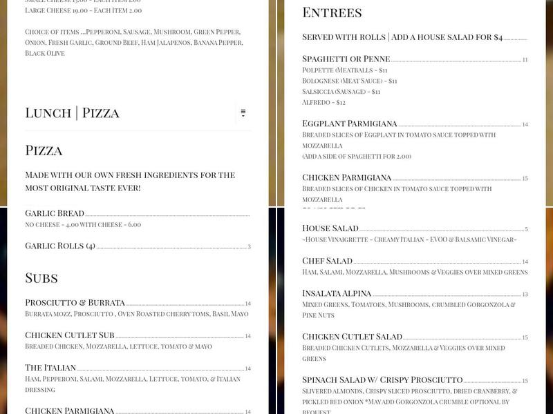 Vito's Ristorante & Pizzeria Menu