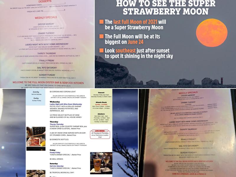 Full Moon Oyster Bar-Southern Pines Menu