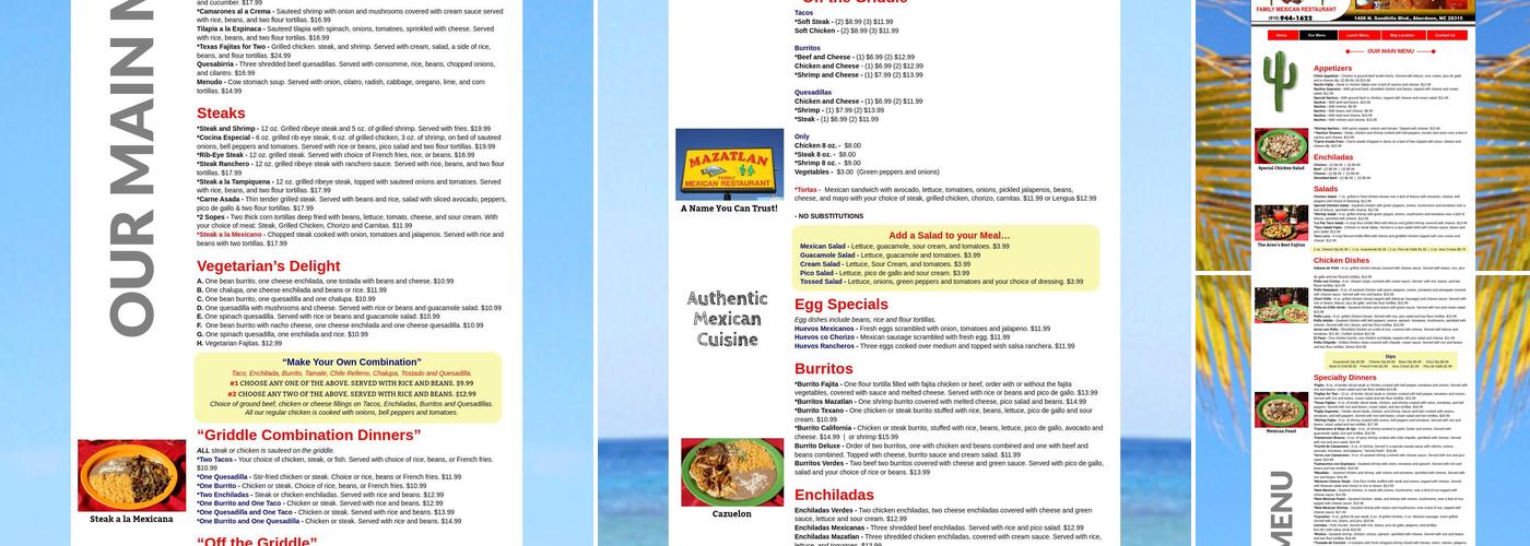 Mazatlan Restaurant Menu