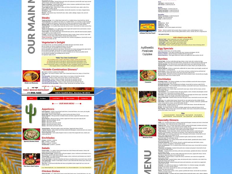 Mazatlan Restaurant Menu
