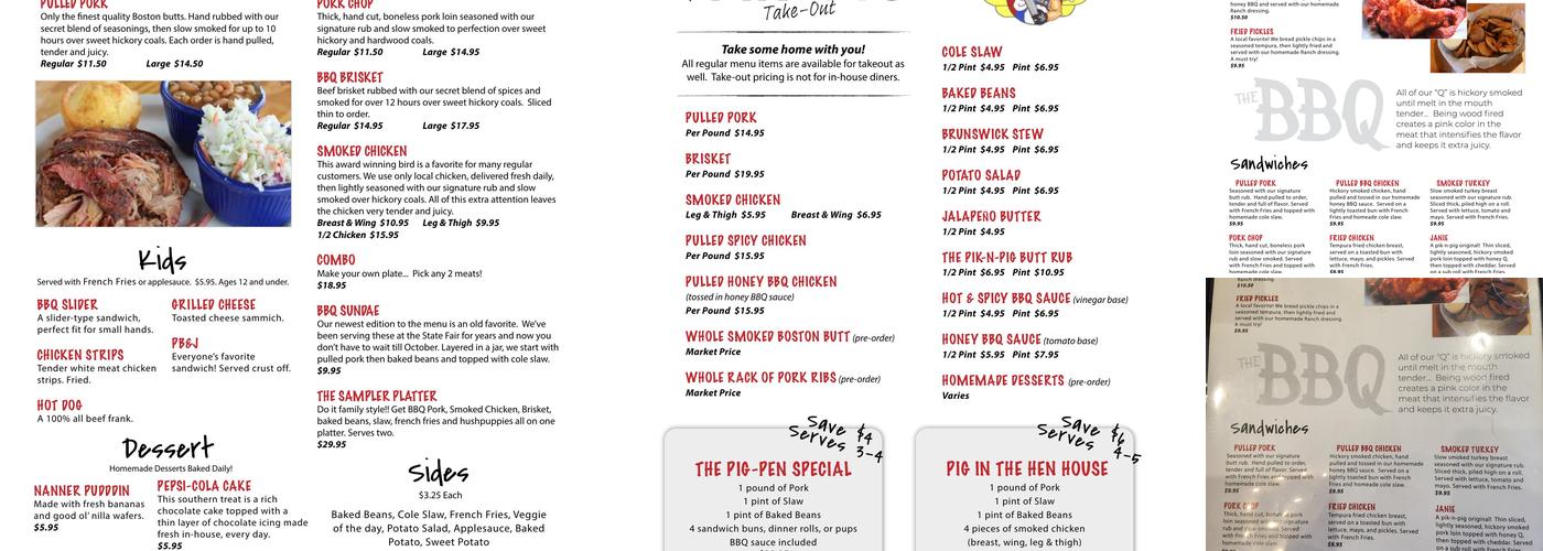 Pik N Pig Menu