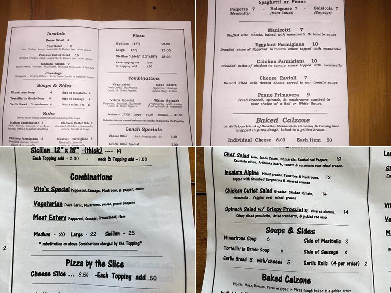 Vito's Pizzeria of Pinehurst Menu