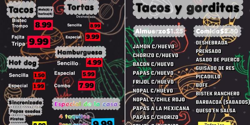 LUPITA’S TACOS & GORDITAS Menu