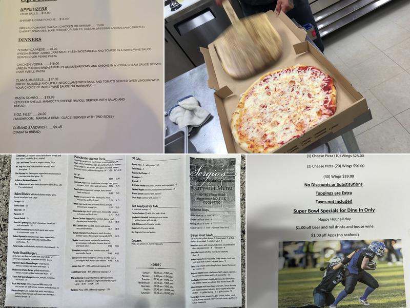 Sergio’s LLC Menu