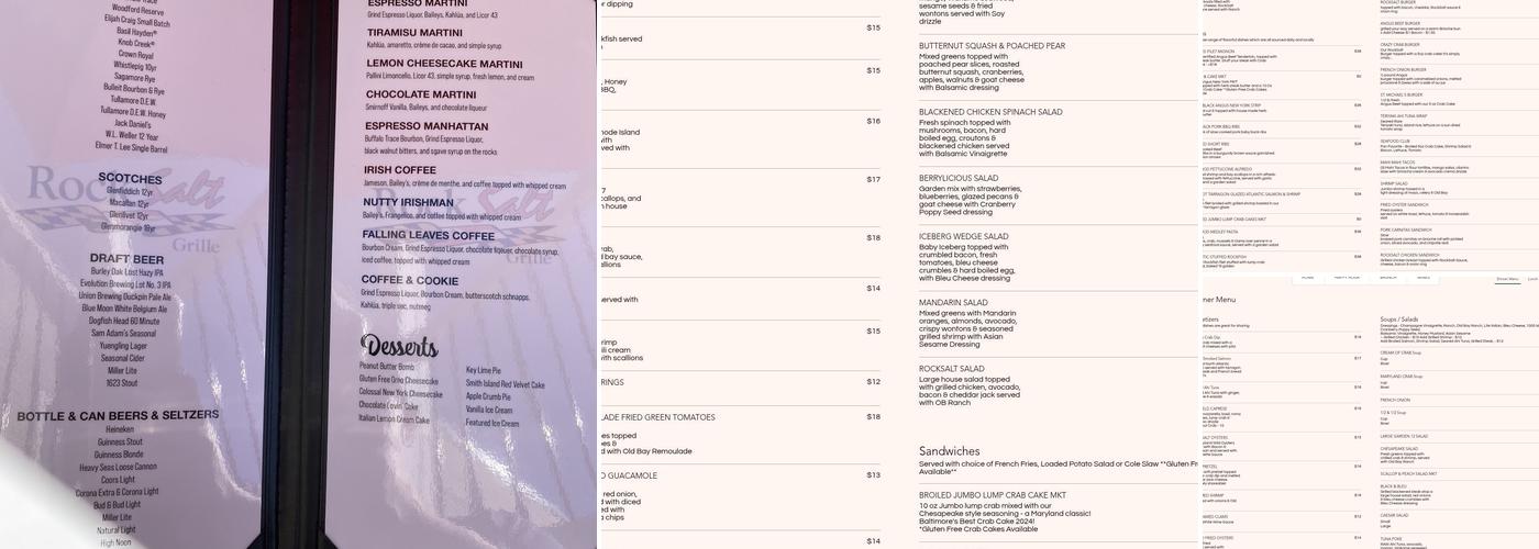 Rocksalt Grille Menu