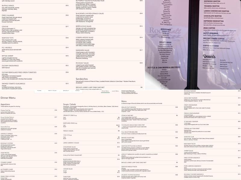 Rocksalt Grille Menu