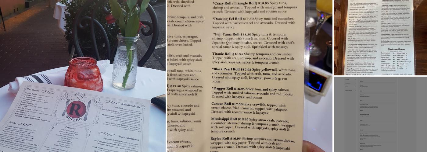 Master Joe's LLC Menu