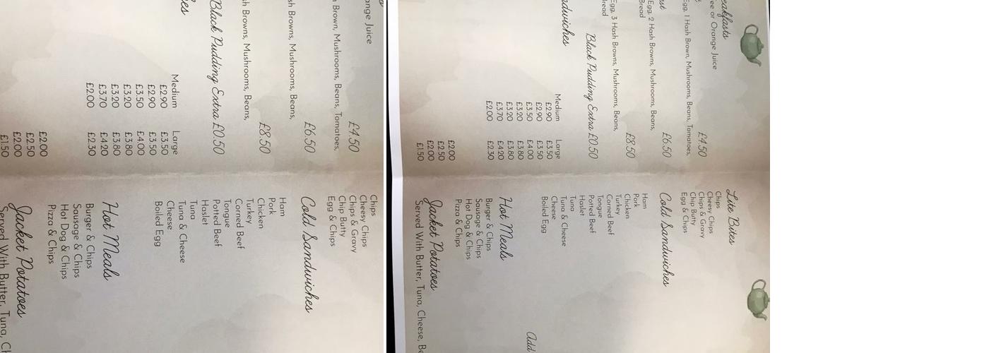 The little tea pot cafe Menu