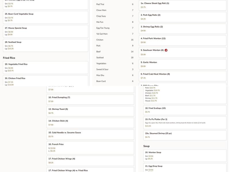 Eastern Menu