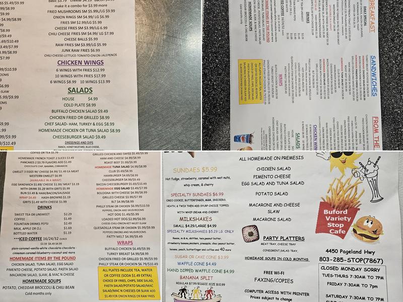 Buford Variety Stop Menu