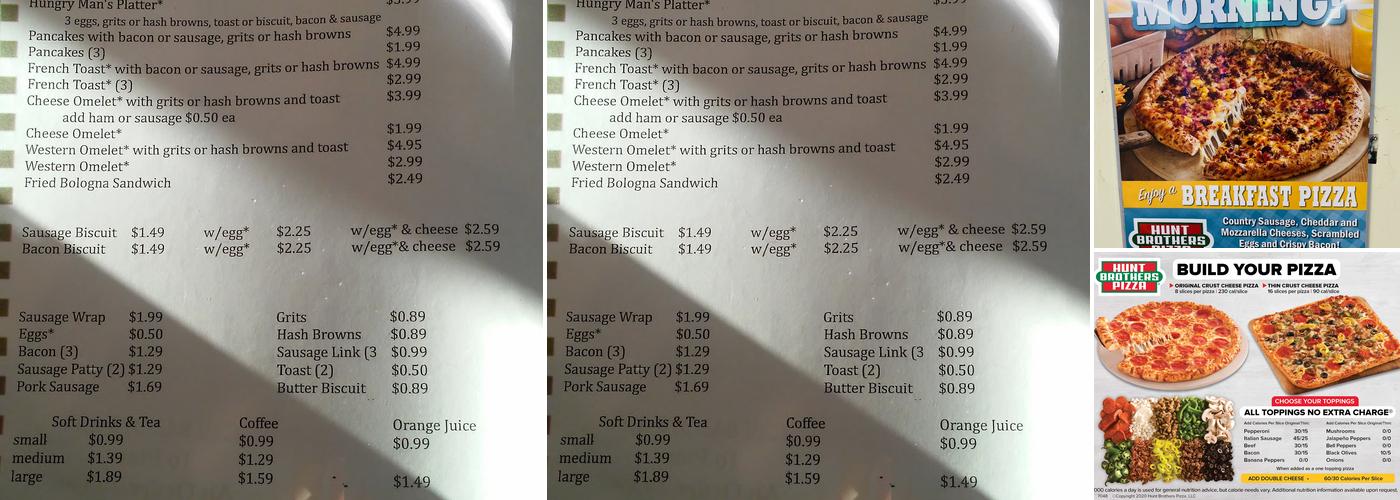 Hunt Brothers Pizza Menu