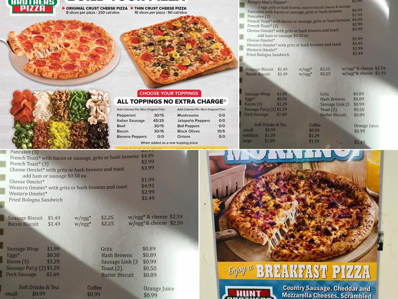 Hunt Brothers Pizza Menu