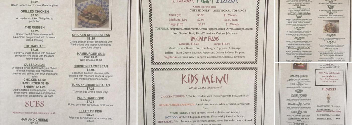 Tj's Corner Grill Menu