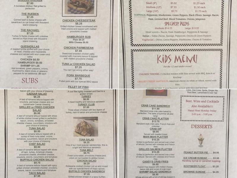 Tj's Corner Grill Menu