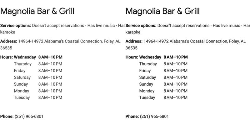Magnolia Bar & Grill Menu