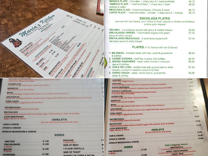Marias Kitchen Menu