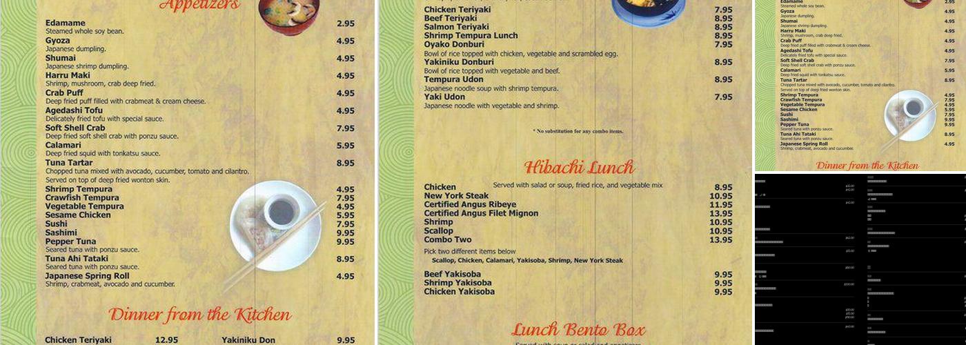 Tokyo Menu